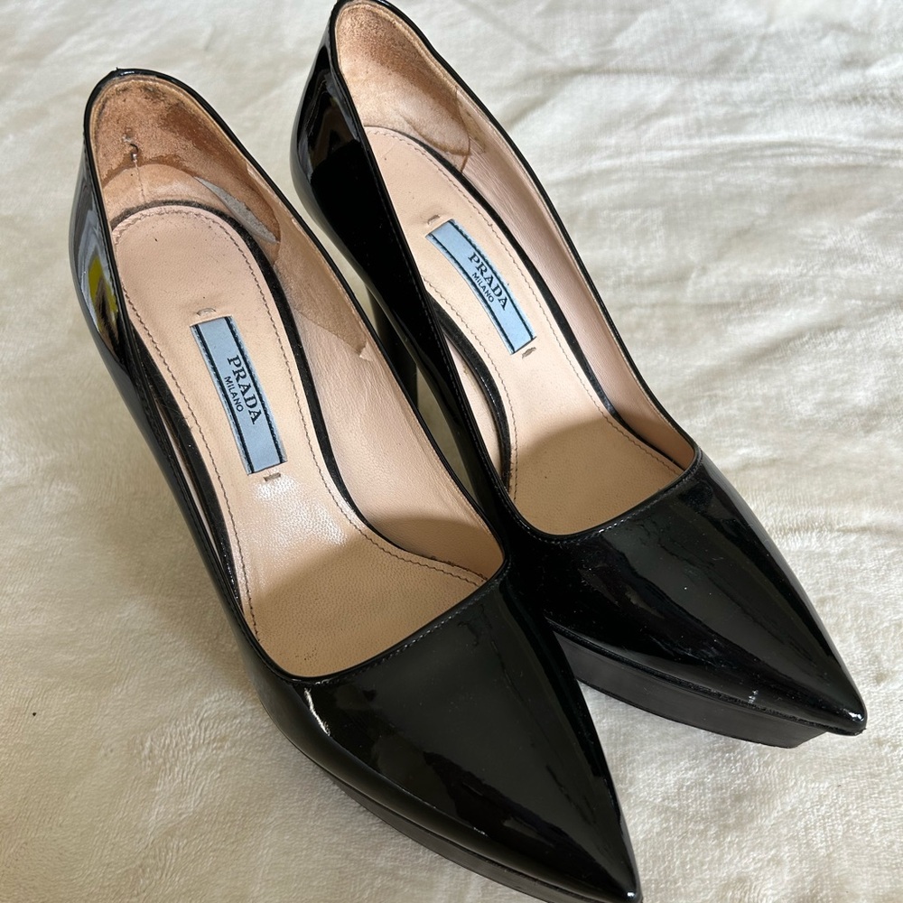 Black Prada platform stilettos